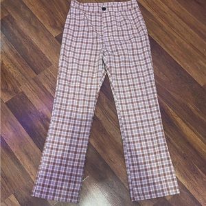 Womens high waisted plaid straight pants
